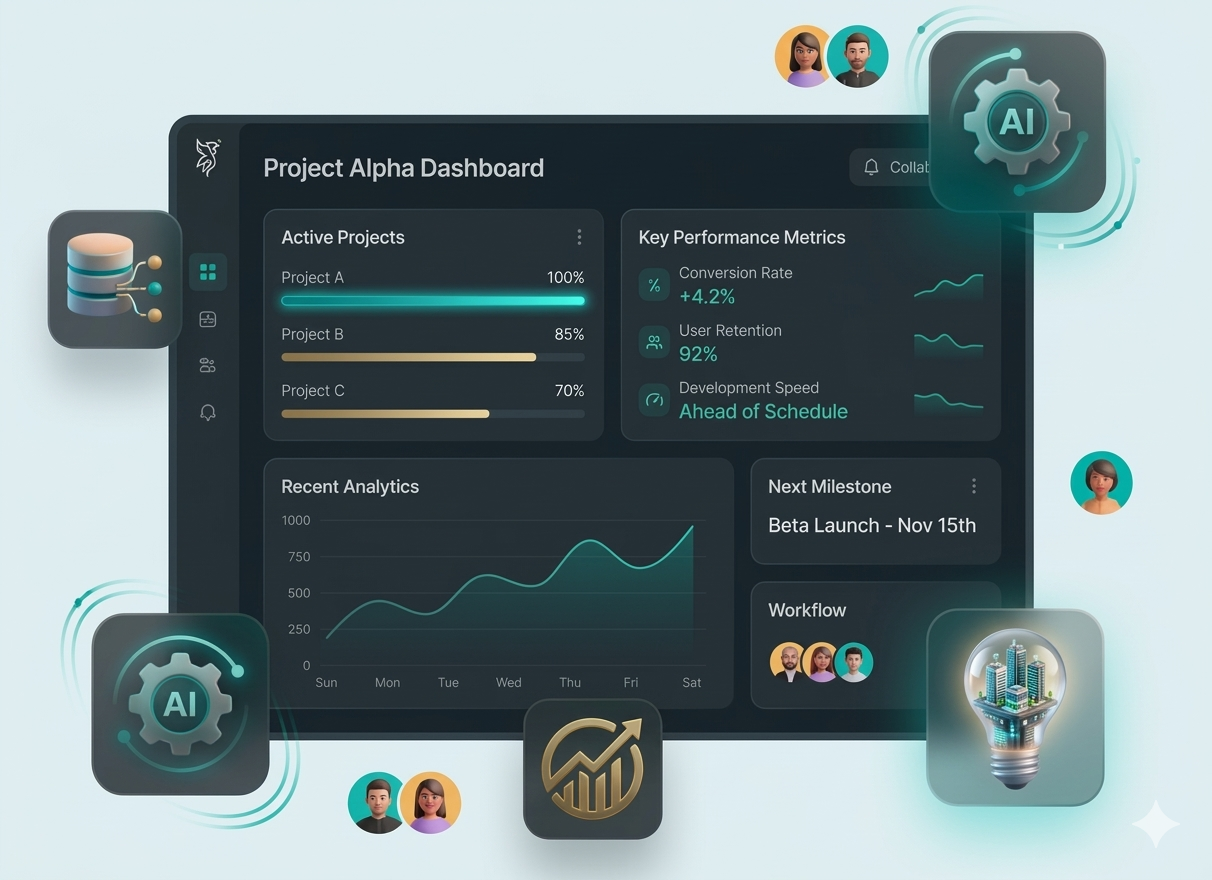 Digital product dashboard showing growth metrics